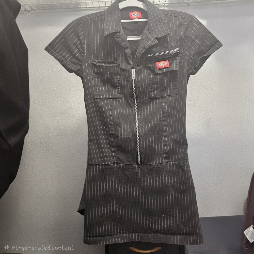 Dickies Black Pinstripe Mini Dress